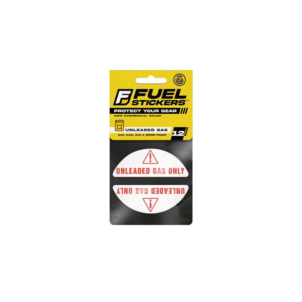 Unleaded Sticker, Gas Cap Label for Fleet Vehicles: Car, Van, SUV, Rental, Hvy-Dty, 12 PK